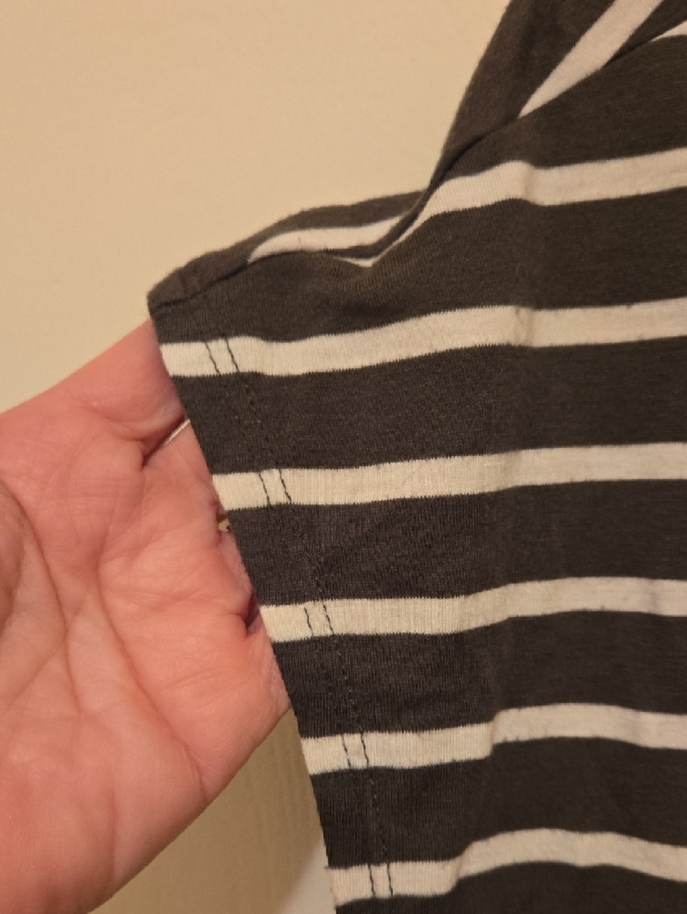 Green Envelope Olive Green & White Striped Cap Sleeve Tee - Picture 3 of 7